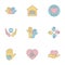 Social voluntary, charity, donation set icons