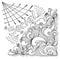 Social webs in doodle style on white for website banners and other things or for coloring page