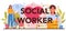 Social worker typographic header. Volunteer support old and disabled people