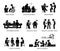 Social Workers Stick Figure Pictogram Icons.