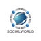 Social world with globe and human character logo concept design template