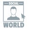 Social world logo, simple gray style