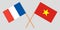 Socialist Republic of Vietnam and France. The Vietnamese and French flags. Official colors. Correct proportion. Vector