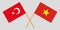 Socialist Republic of Vietnam and Turkey. The Vietnamese and Turkish flags. Official colors. Correct proportion. Vector