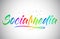 Socialmedia Creative Vetor Word Text with Handwritten Rainbow Vibrant Colors and Confetti