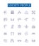 Society people line icons signs set. Design collection of Society, people, culture, community, mankind, human, citizens