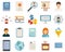 Sociology icons set flat vector isolated