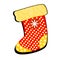 Sock for gifts with patterns on a white background.Merry Christmas illustration with many details in a flat style. Boot