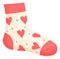 Sock with heart pattern. Cute gift cartoon apparel