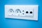 Socket electrical outlets for electrical plugs.