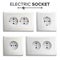 Socket Isolated Set Vector. White Double Grounded Power Switch. Plastic Panel. Electrical Outlet. Realistic Illustration