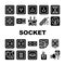 Socket Power Electrical Accessory Icons Set Vector