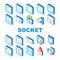 Socket Power Electrical Accessory Icons Set Vector