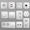 Socket and switch vector electrical outlet for electric plugs and electricity illustration set of different types of