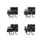 Socket types black glyph icons set on white space