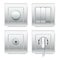 Sockets and electric plug outlets vector 3D realistic icons of different plug types