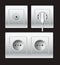 Sockets types or electric plug outlets vector icon