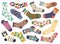 Socks. Cute fashionable socks with various cute trendy designs and patterns. Stylish cotton sock, fashion clothes
