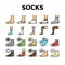 Socks Fabric Accessory Collection Icons Set Vector