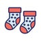 Socks, footwear, clothes, pair fully editable vector icon