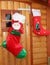 Socks hung to receive gifts from Befana and Santa Claus