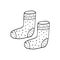 Socks knitted warm sketch icon hand drawn doodle, scandinavian. clothes, cozy home, warmth, single element for design, minimalism