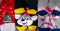 Socks Retail. Assortment of colorful socks in retail shop Super Socks