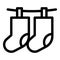 Socks on rope icon, outline style