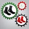 Socks sign. Vector. Three connected gears with icons at grayish