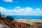 Socotra, overview from Homhil Plateau: the trees and the Arabian Sea