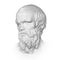 Socrates. Ancient marble statue head of the greek philosopher. Man bust with beard isolated on white background