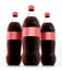 Soda bottles with red label on white background