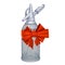 Soda Siphon with red bow and ribbon, gift concept. 3D rendering