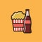 Soda soft drink and box with popcorn