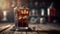 Soda On Stone, Blurred Background, Rustic Pub. Generative AI