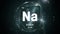 Sodium as Element 11 of the Periodic Table 3D animation on green background