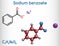 Sodium benzoate molecule. It is antimicrobial, antifungal preservative in pharmaceutical preparations and foods with E