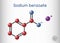 Sodium benzoate molecule. It is antimicrobial, antifungal preservative in pharmaceutical preparations and foods with E