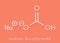 Sodium bicarbonate baking soda, chemical structure. Skeletal formula.