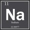 Sodium chemical element, dark square symbol