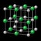 Sodium chloride, NaCl crystal structure over black