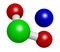 Sodium chlorite, chemical structure.  3D rendering. Atoms are represented as spheres with conventional color coding: chlorine (