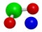 Sodium chlorite, chemical structure.  3D rendering. Atoms are represented as spheres with conventional color coding: chlorine (