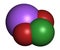 Sodium chlorite, chemical structure.  3D rendering. Atoms are represented as spheres with conventional color coding: chlorine (