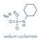 Sodium cyclamate artificial sweetener molecule. Skeletal formula.