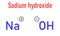Sodium hydroxide or lye, caustic soda, chemical structure. Skeletal formula.