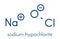 Sodium hypochlorite NaOCl molecule. Aqueous solution is known as liquid bleach. Skeletal formula.