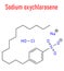 Sodium oxychlorosene antiseptic molecule. Skeletal chemical formula.