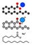 Sodium palmitate soap molecule. Prepared from palm oil by saponification