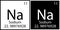 Sodium sign. Periodic symbol. Chemical element. Black and white. Mendeleev table. Vector illustration. Stock image.